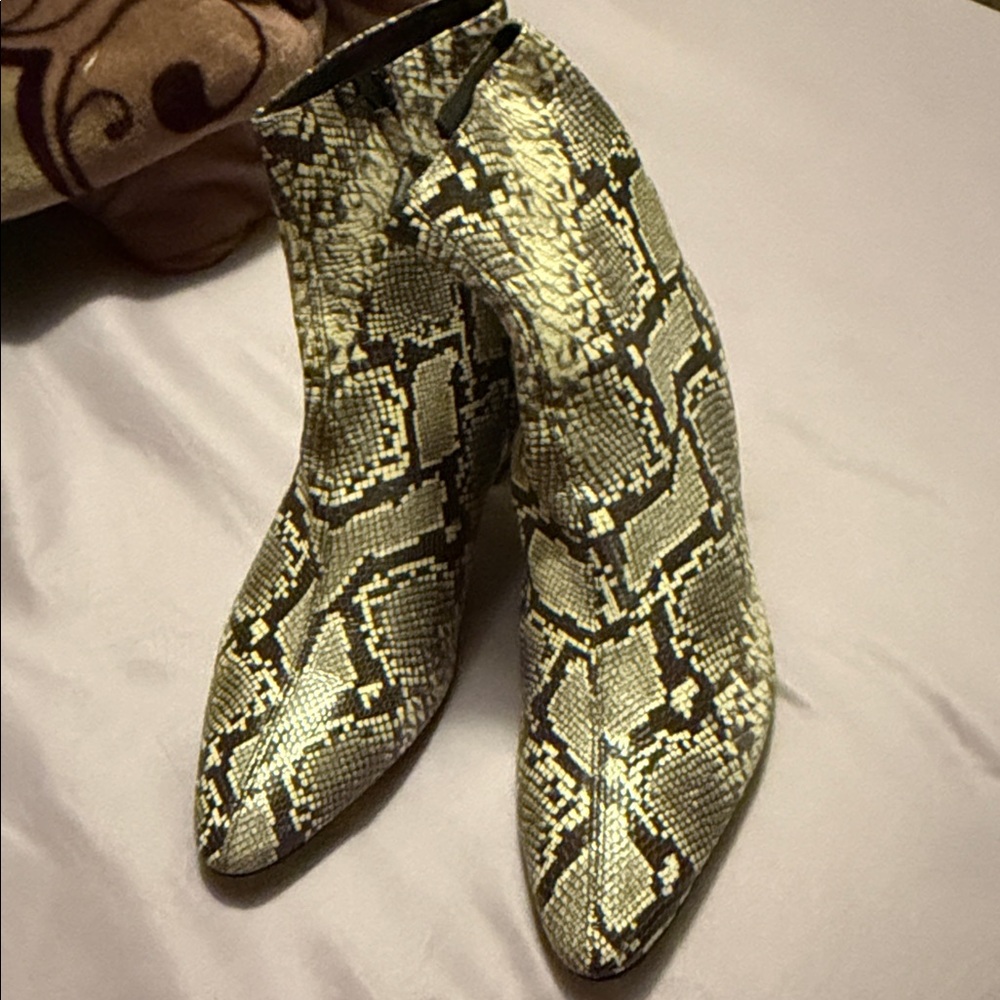 Vince Python Pattern Ankle Boots in Tan and Black - image 3